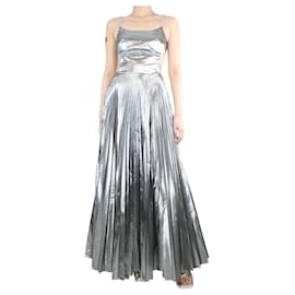 Christopher Kane-Silver sleeveless cutout pleated dress - size UK 8-Silvery