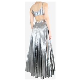 Christopher Kane-Silver sleeveless cutout pleated dress - size UK 8-Silvery