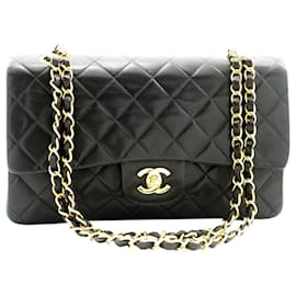 Chanel-BLACK VINTAGE 1996-97 Medium Classic lined Flap Bag-Black
