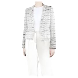 Chanel-Cream and black tweed patterned jacket - size UK 10-Cream