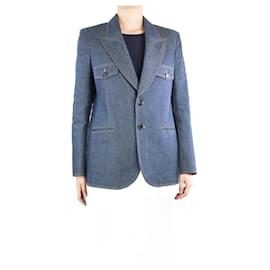 Saint Laurent-Blue single-breasted denim blazer - size UK 14-Blue