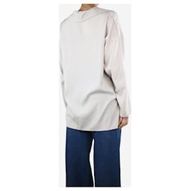 Lanvin-Camisa creme de seda envelhecida com decote em V - tamanho Reino Unido 8-Cru