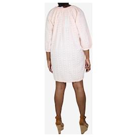 Melissa Odabash-Pink Alicia tonal embroidered belted mini dress - size L-Pink
