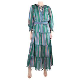 Zimmermann-Multi striped ruffle blouse and midi skirt set - size UK 10-Multiple colors