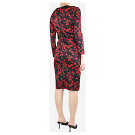 Givenchy-Black floral-printed fitted midi dress - size UK 12-Black