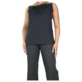 Prada Top nero con volant in seta con schiena scoperta - taglia UK 14 Nero