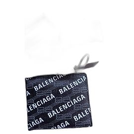 Balenciaga Monogram Canvas Wallet Black and White Black White