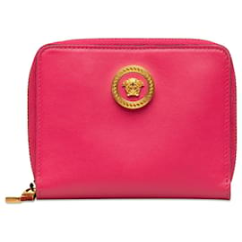 Versace-Carteira pequena de couro Versace Pink Medusa-Rosa,Outro