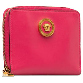 Versace-Versace Cartera pequeña de piel Medusa rosa-Rosa,Otro