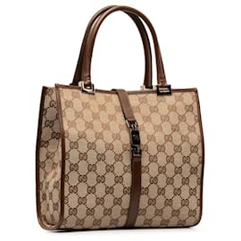 Gucci-Gucci Brown GG Canvas Jackie Tote-Brown,Beige