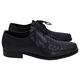 Bottega Veneta-Zapatos Derby Bottega Veneta Intrecciato en cuero negro-Negro