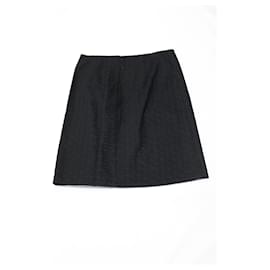 Theory-Theory Textured A-Line Skirt in Black Cotton-Black