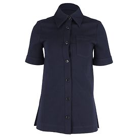 Camicia a maniche corte abbottonata Victoria Beckham in cotone blu navy Blu navy