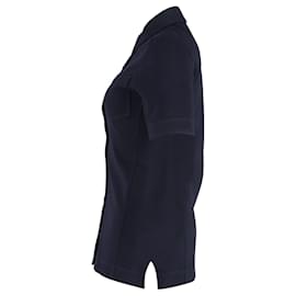 Victoria Beckham-Camisa Victoria Beckham de manga curta com botões em algodão azul marinho-Azul marinho