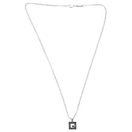 Chopard-Chopard happy diamond 18K Square Pendant with Floating Diamond Necklace in White Gold Metal-Silvery