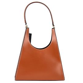 Bolsa de ombro Staud Rey em couro castanho Marrom Bege