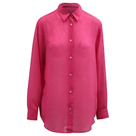 Acne-Acne Studios – Transparentes Button-Down-Hemd aus rosa Polyester-Pink