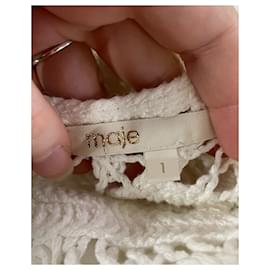 Maje-Maje Reverie Crochet Mini Dress in White Cotton-White,Cream