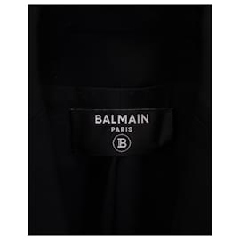 Balmain-Balmain Einknopf-Blazer aus schwarzer Wolle-Schwarz