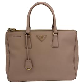 Prada-Prada Saffiano Lux Large Double Zip Tote in Beige Leather-Brown,Beige