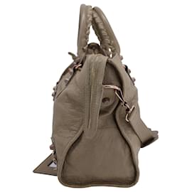 Balenciaga-Balenciaga Giant 12 Motorcycle City Bag in Beige Lambskin Leather -Brown,Beige