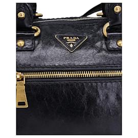 Prada-Prada Vitello Shine Handle Bag in Black Leather-Black
