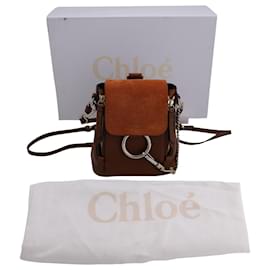 Chloé-Chloé Mini Faye Backpack in Brown Leather And Suede -Brown,Beige