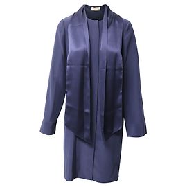 Camicia elegante con sciarpa staccabile Tory Burch in seta blu navy Blu navy