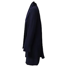 Tory Burch-Tory Burch Detachable Scarf Dress Shirt in Navy Blue Silk-Navy blue