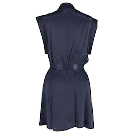 Zimmermann-Zimmerman Button Front Mini Dress in Navy Blue Viscose-Navy blue