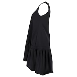 Victoria Beckham-Victoria Beckham Ruffle-Hem Poplin Dress in Black Polyester-Black