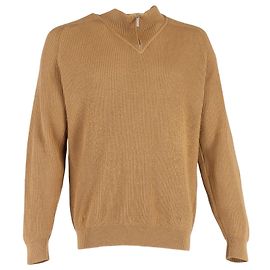Ermenegildo Zegna Zegna Half Zip Pullover aus brauner Wolle  Braun