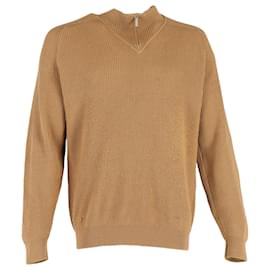 Ermenegildo Zegna-Zegna Half Zip Pullover aus brauner Wolle -Braun