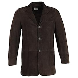 Giorgio Armani-Armani  Collezioini Single-Breasted Jacket in Brown Suede-Brown