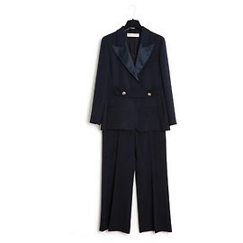 Valentino Garavani Valentino FR42 Completo da smoking in lana e seta blu navy US12 Blu navy
