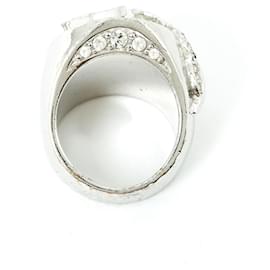 Christian Dior-Anel Christian Dior Bague D TDD50 em prata com diamantes fantasia, tamanho US5.75.-Prata