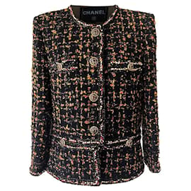 Chanel-Nuova giacca in tweed nero più ricercata del 2019-Multicolore