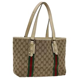 Gucci-GUCCI GG Canvas Web Sherry Line Tote Bag Beige Rouge Vert 137396 auth 69642-Rouge,Beige,Vert