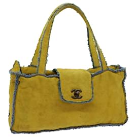 Chanel-CHANEL Turn Lock Hand Bag Mouton Yellow CC Auth bs13029-Yellow
