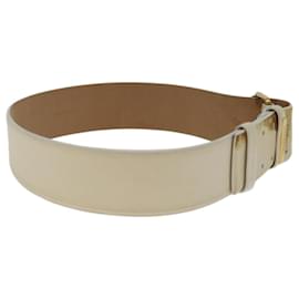 Chanel-CHANEL Cinturón Piel De Cordero 33.9"" Beige CC Autenticación bs13045-Beige