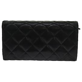Chanel-CHANEL Matelasse Long Wallet Lamb Skin Black CC Auth fm3289-Black