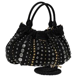 Miu Miu-Miu Miu Handtasche aus Leder mit Nieten 2Weg Schwarz Auth bs13026-Schwarz