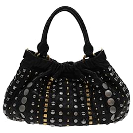 Miu Miu-Miu Miu Studs Hand Bag Leather 2way Black Auth bs13026-Black