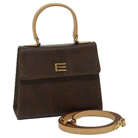 ETRO Handtasche PVC Leder 2Weise Brown Auth 69510 Braun