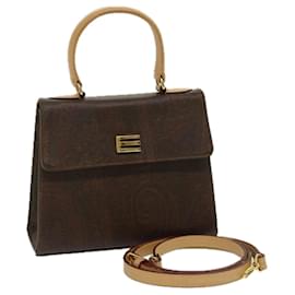 Etro-ETRO Hand Bag PVC Leather 2way Brown Auth 69510-Brown