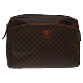 Céline-CELINE Macadam Canvas Clutch Bag PVC Brown Auth 69515-Brown