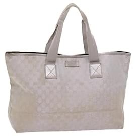 Gucci-GUCCI GG Canvas Tote Bag Outlet Silver 267474 auth 69367-Silvery
