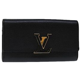 Louis Vuitton-Cartera LOUIS VUITTON Taurillon Clemence Portefeuille Capsine M61248 TB de autenticación1062-Negro