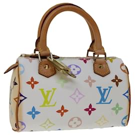 Louis Vuitton-LOUIS VUITTON Monogram Multicolor Mini Speedy Hand Bag White M92645 auth 68907A-White