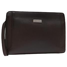 Burberry-BURBERRY Clutch Bag Leather Brown Auth bs12798-Brown